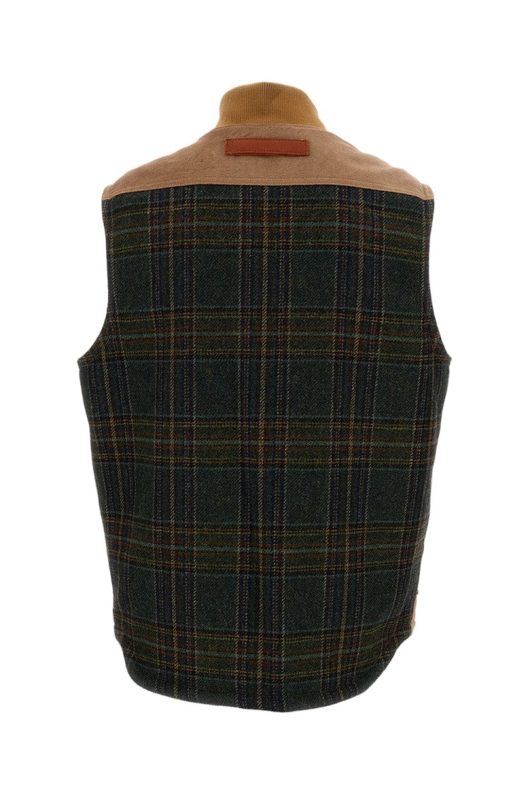 Junya Watanabe Plaid-Back Vest With Ribbed Collar And Flannel Lining