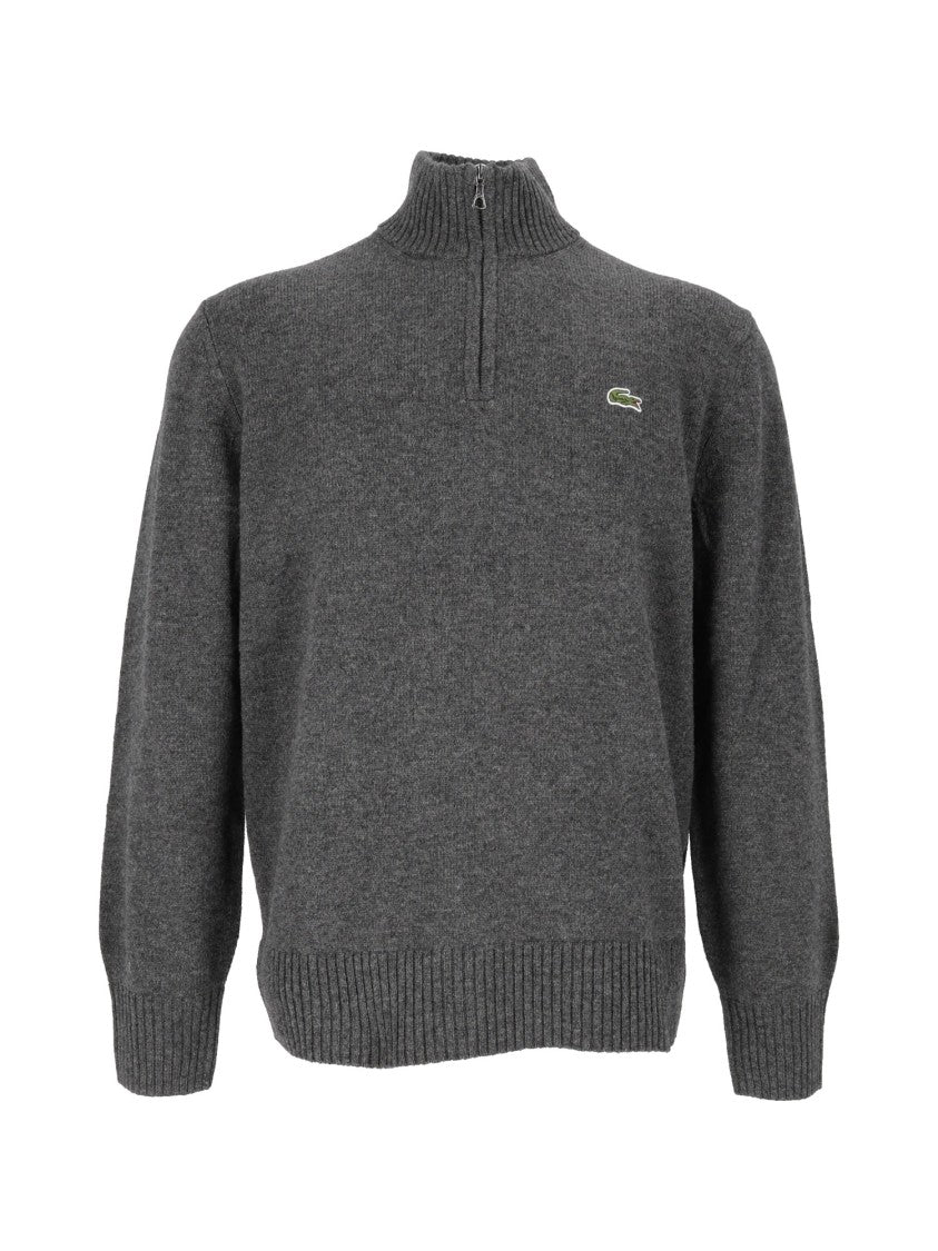 Lacoste Textured Knit Pullover Sweater With High Ribbed Collar