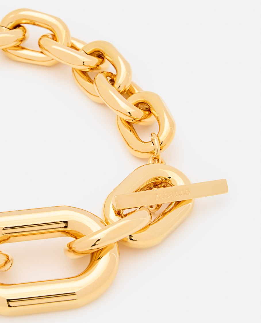 Rabanne Interlocking Link Bracelet With Polished Gold Finish