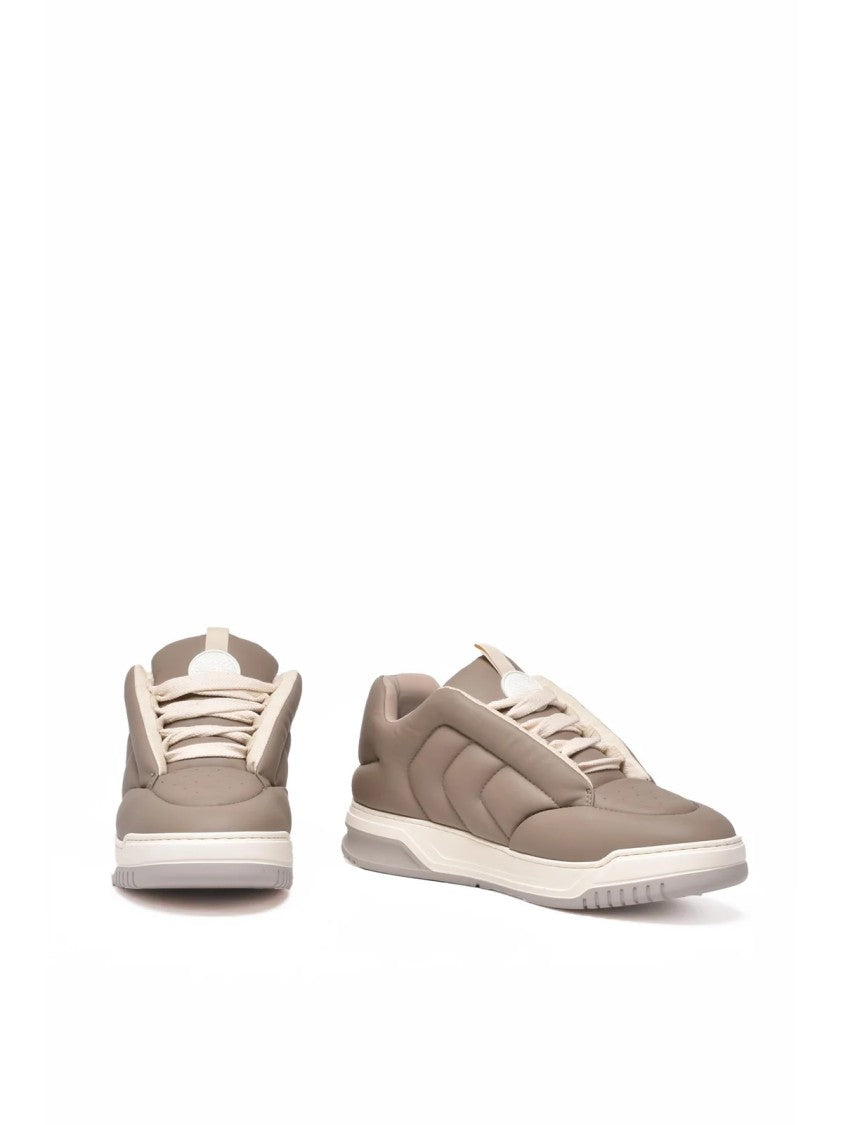 Thoms Nicoll Taupe Leather High Puffy Sneakers