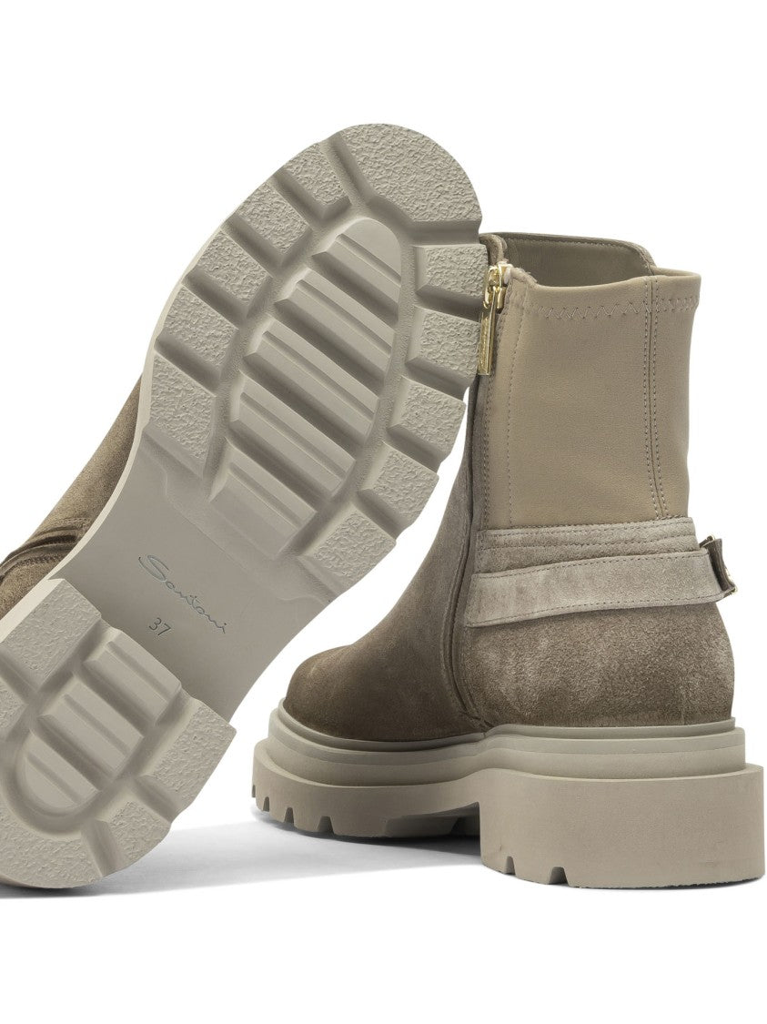 Santoni Rich Brown Suede Ankle Boots