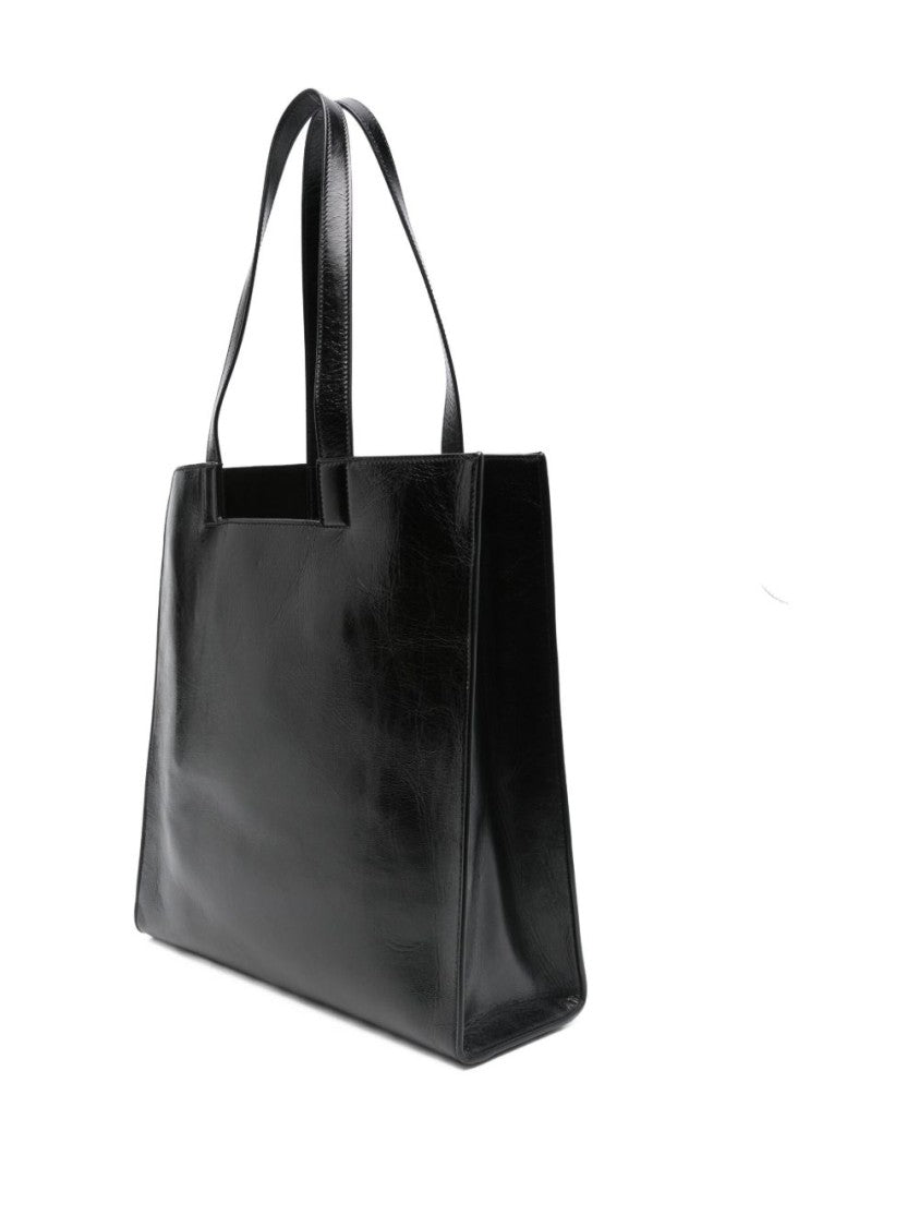 Bally Rectangular Black Calf Leather Tote Bag