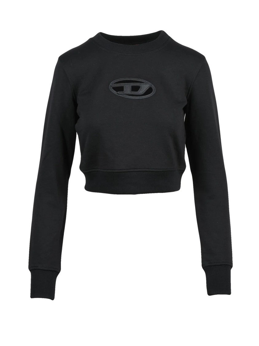 Diesel Black Raised Logo Fitted Cropped Sweatshirt