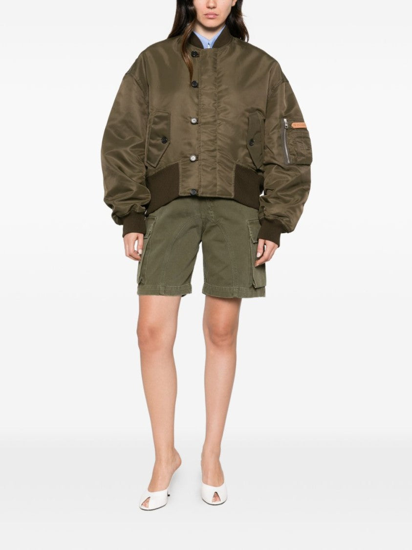 J. W. Anderson Boxy Oversized Cropped Olive Green Nylon Jacket