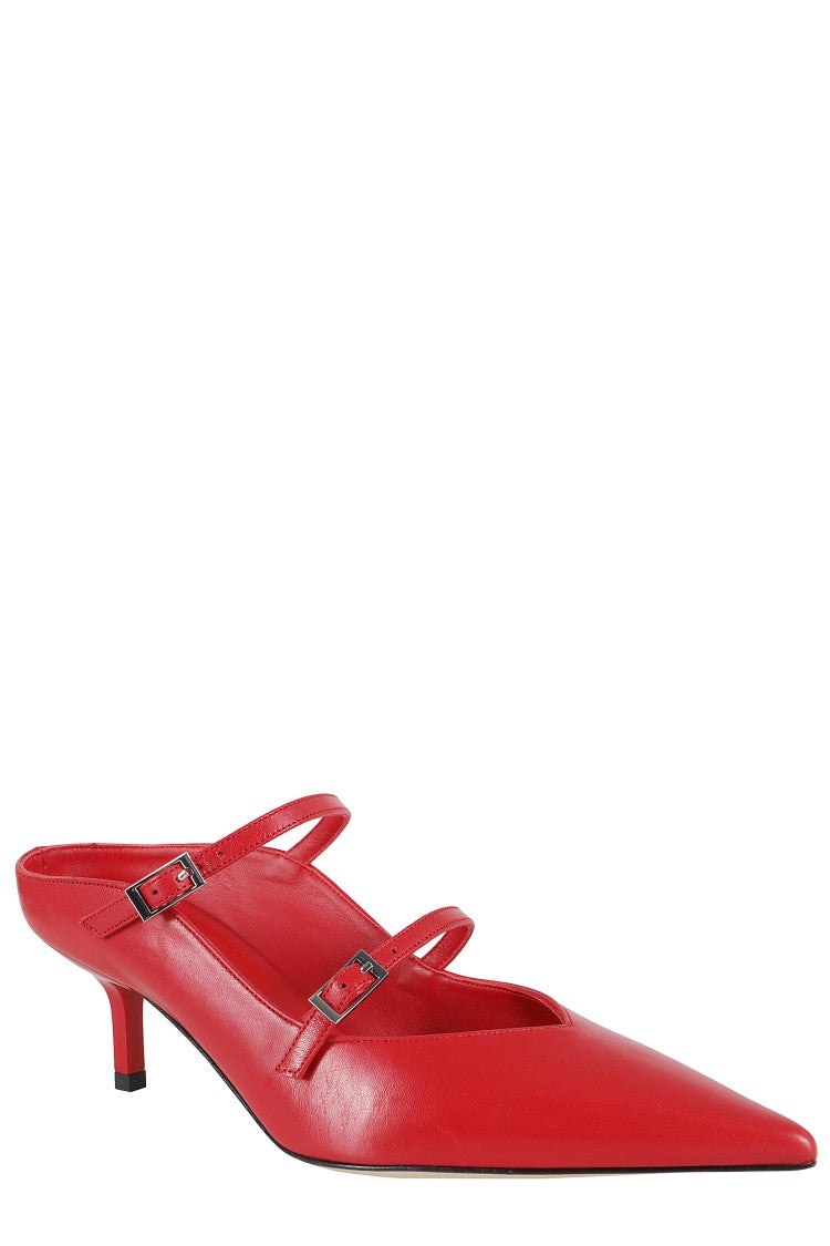 Giampaolo Viozzi Pointed Toe Nappa Pump With Double Strap Detail