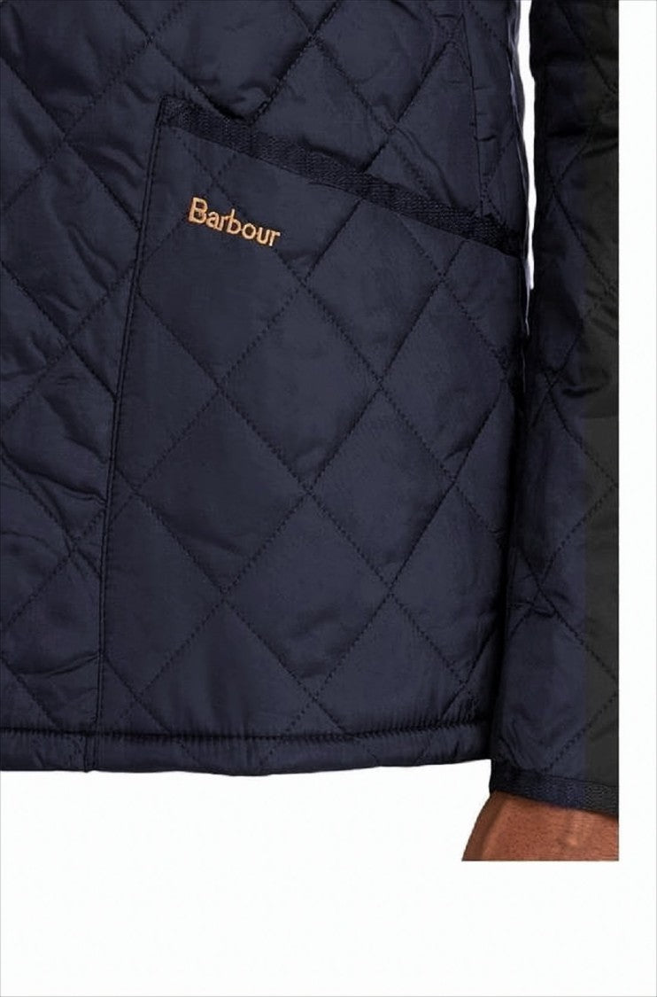 Barbour Quilted Blue Jacket With Corduroy Collar