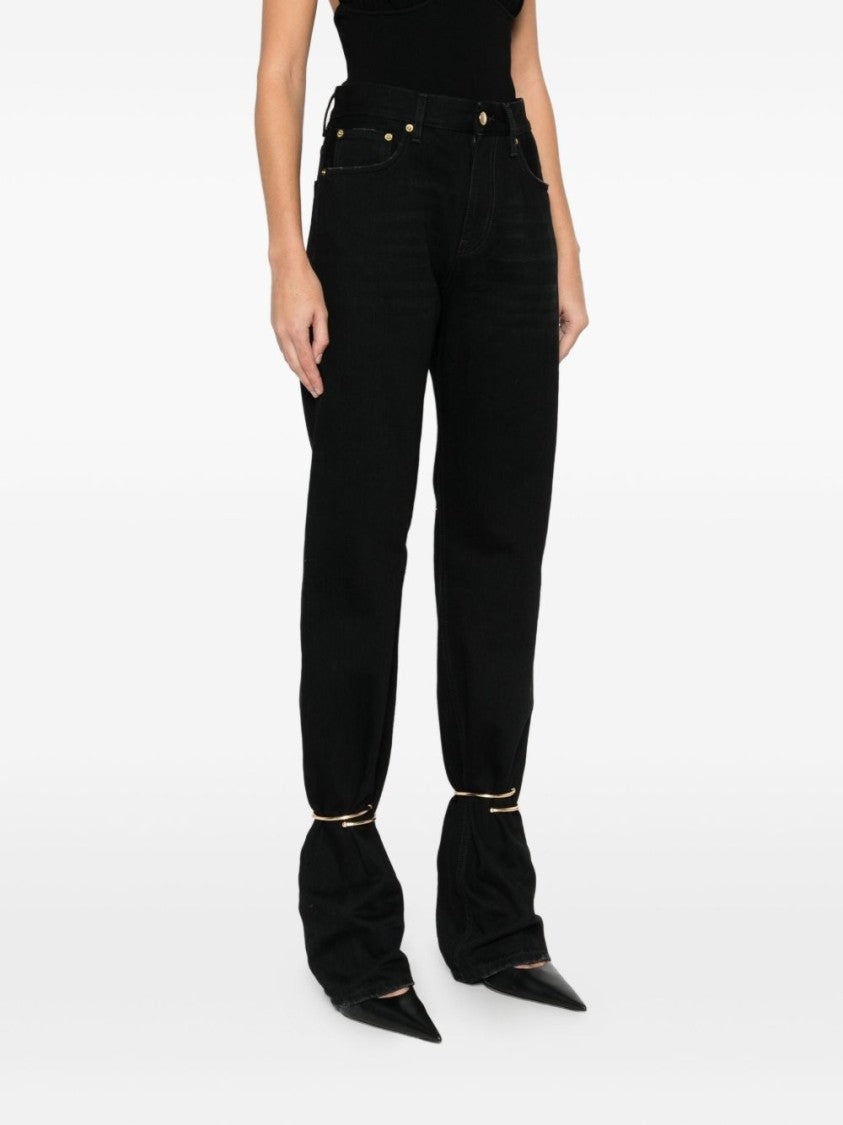 Darkpark High-Waisted Black Jeans With Gathered Hems