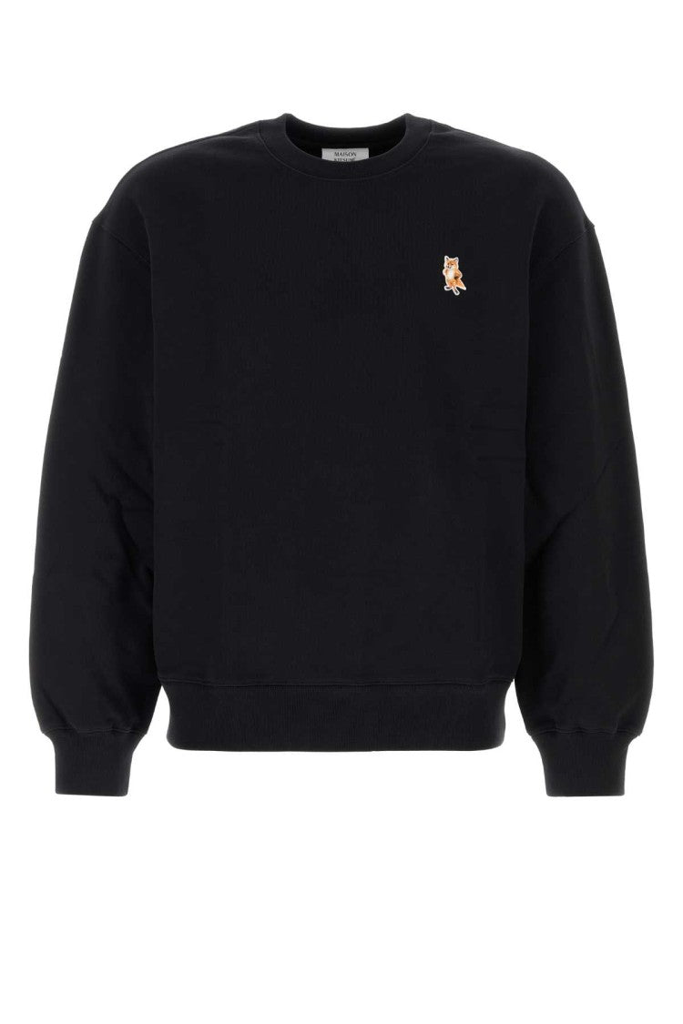 Maison Kitsuné Relaxed Fit Black Cotton Sweatshirt With Puffed Sleeves