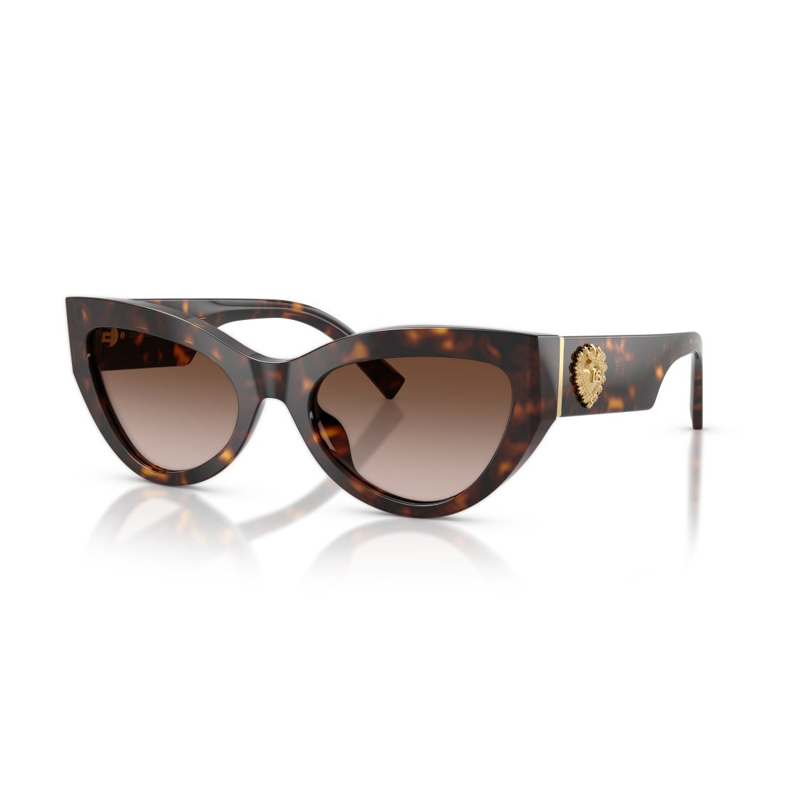 Dolce & Gabbana Cat-Eye Sunglasses With Tortoiseshell Frame And Gold Embellishments