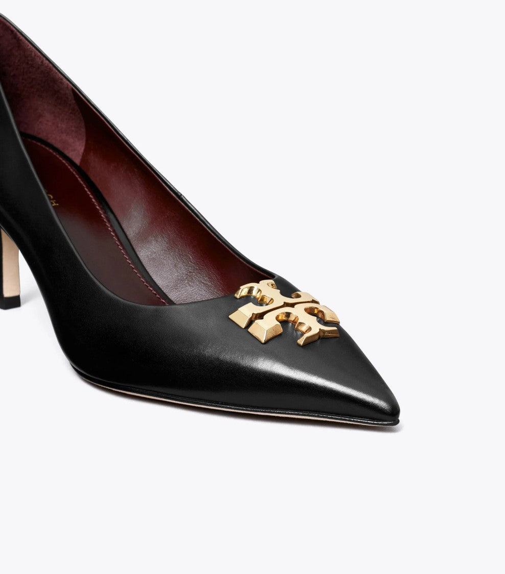 Tory Burch Black Leather Gold Buckle Eleonor Pump
