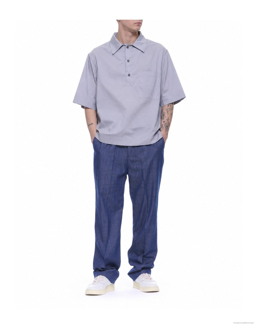 Hevo Light Grey Short Sleeve Cotton Overshirt