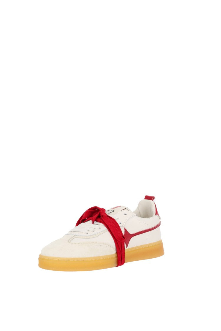 Garden Of God Earth Leather And Suede Red Detail Sneakers
