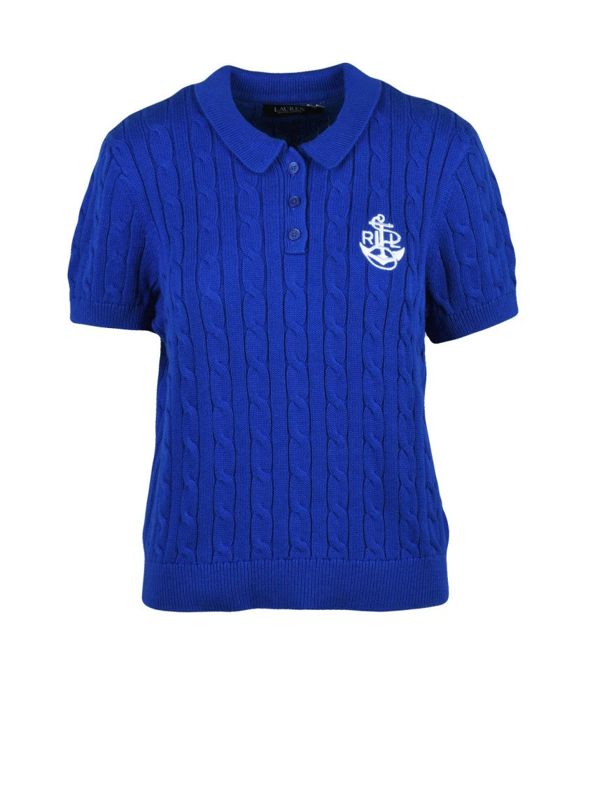 Lauren Ralph Lauren Cable Knit Polo With Nautical Logo Detail