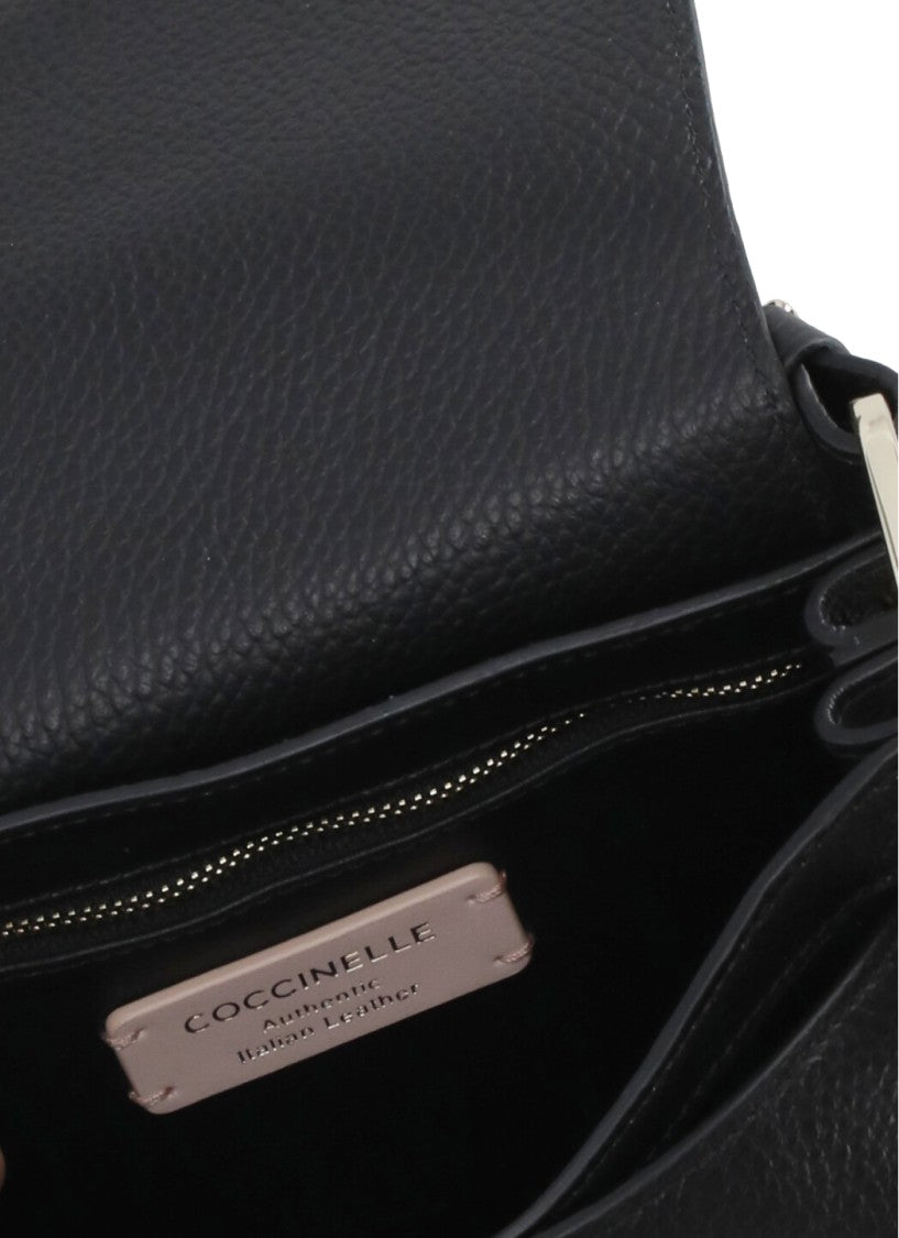 Coccinelle Black Pebbled Leather Hand Bag