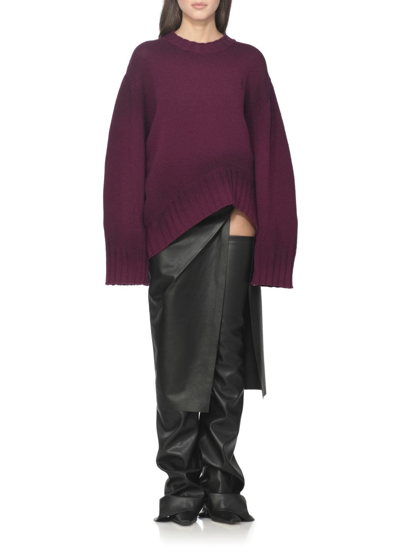 The Attico Burgundy Wool Sweater With Contrasting Logo