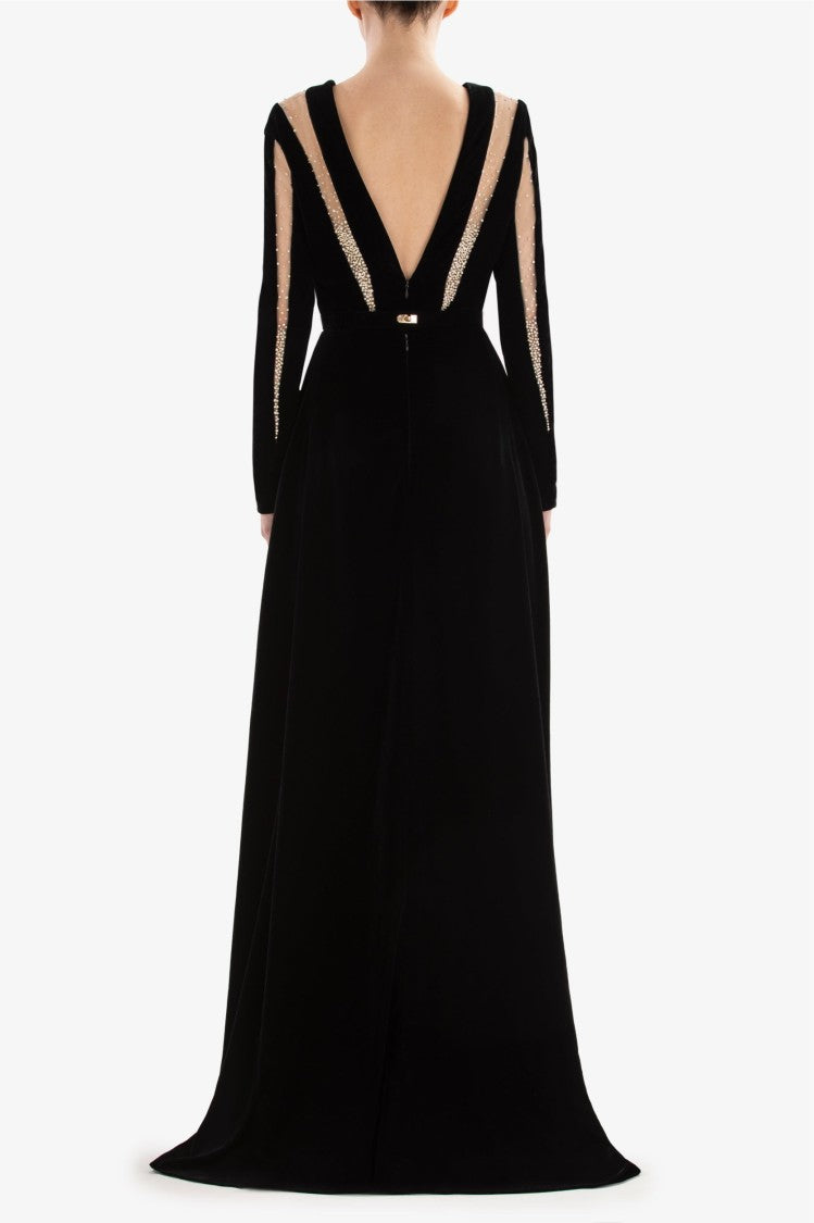 Saiid Kobeisy Velvet Long Dress