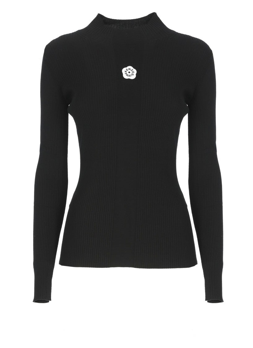 Kenzo Boke Flower High Neck Sweater With Contrasting Embroidery