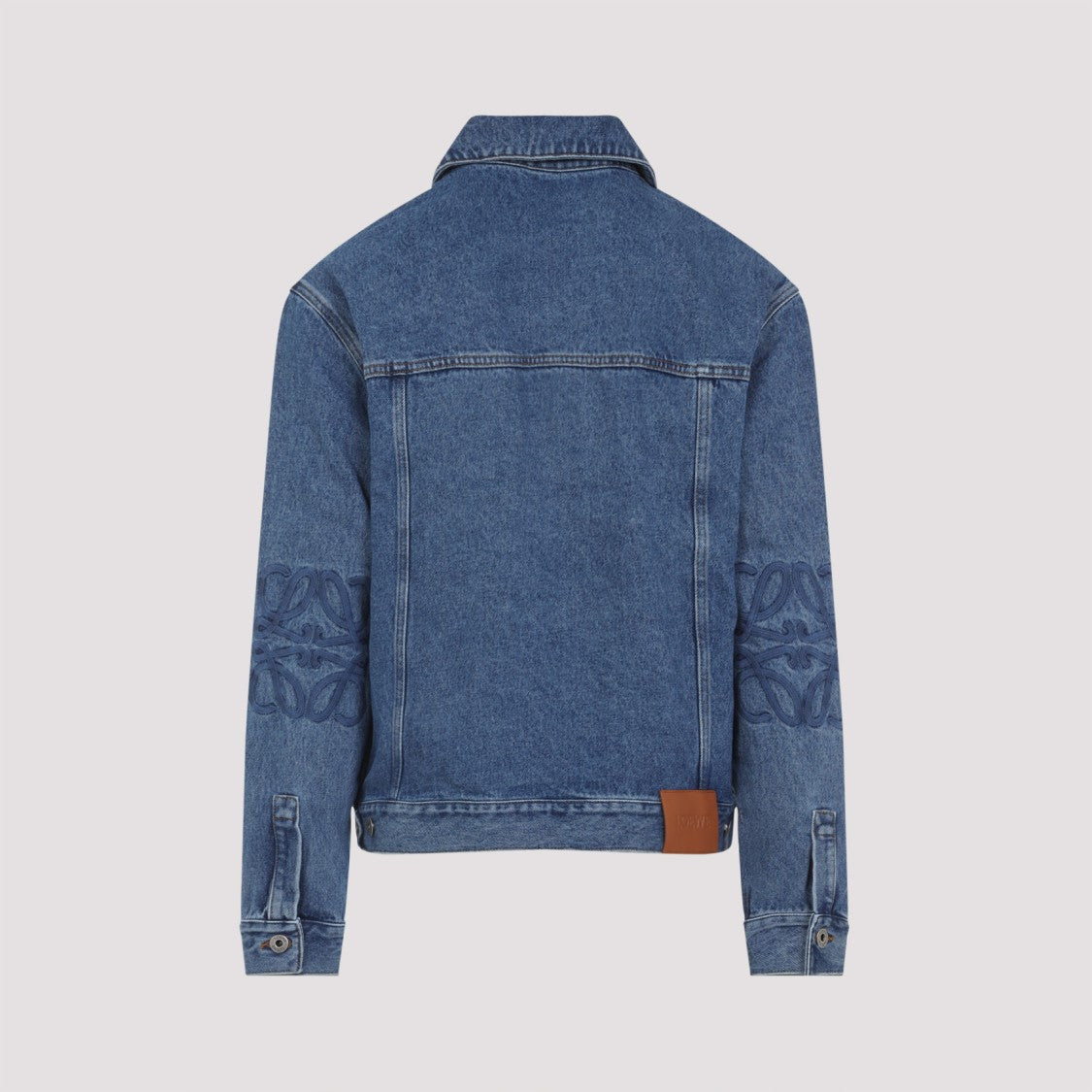 Loewe Calfskin-Blend Denim Jacket With Embroidered Detail
