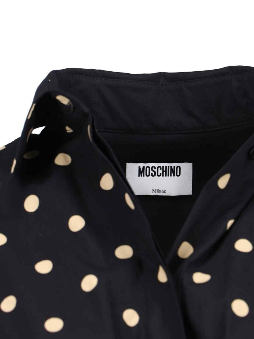Moschino Polka-Dot Shirt Dress – Black & Beige