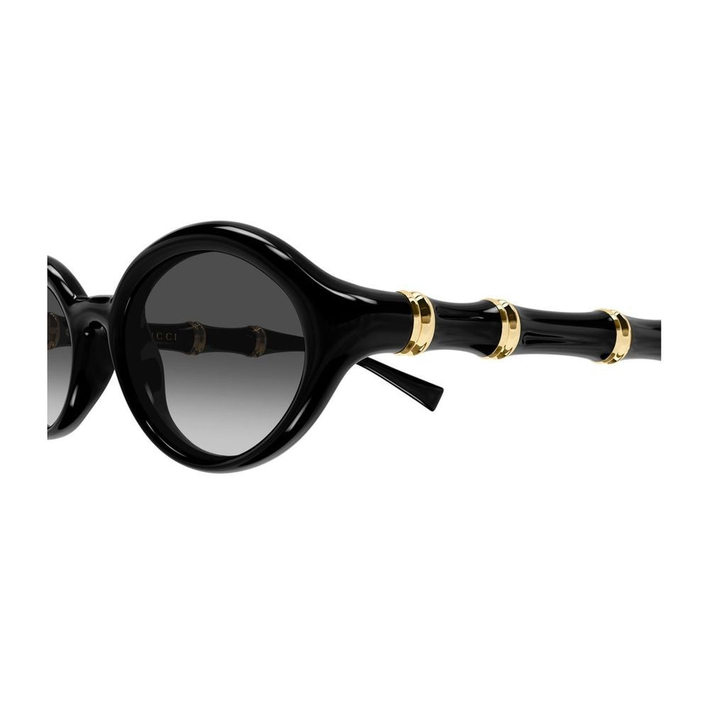 Gucci Black Gg2059s Oval Bamboo Inspired Sunglasses