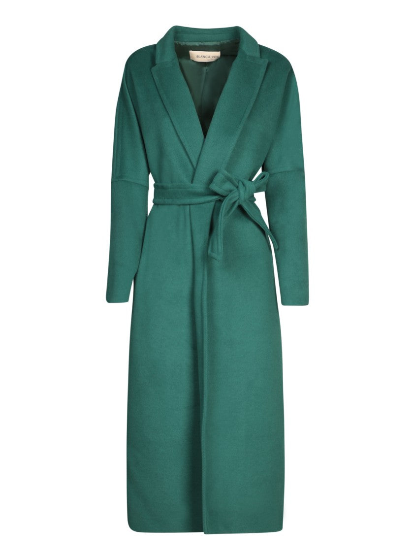 Blanca Vita Long Malachite Green Wool Coat