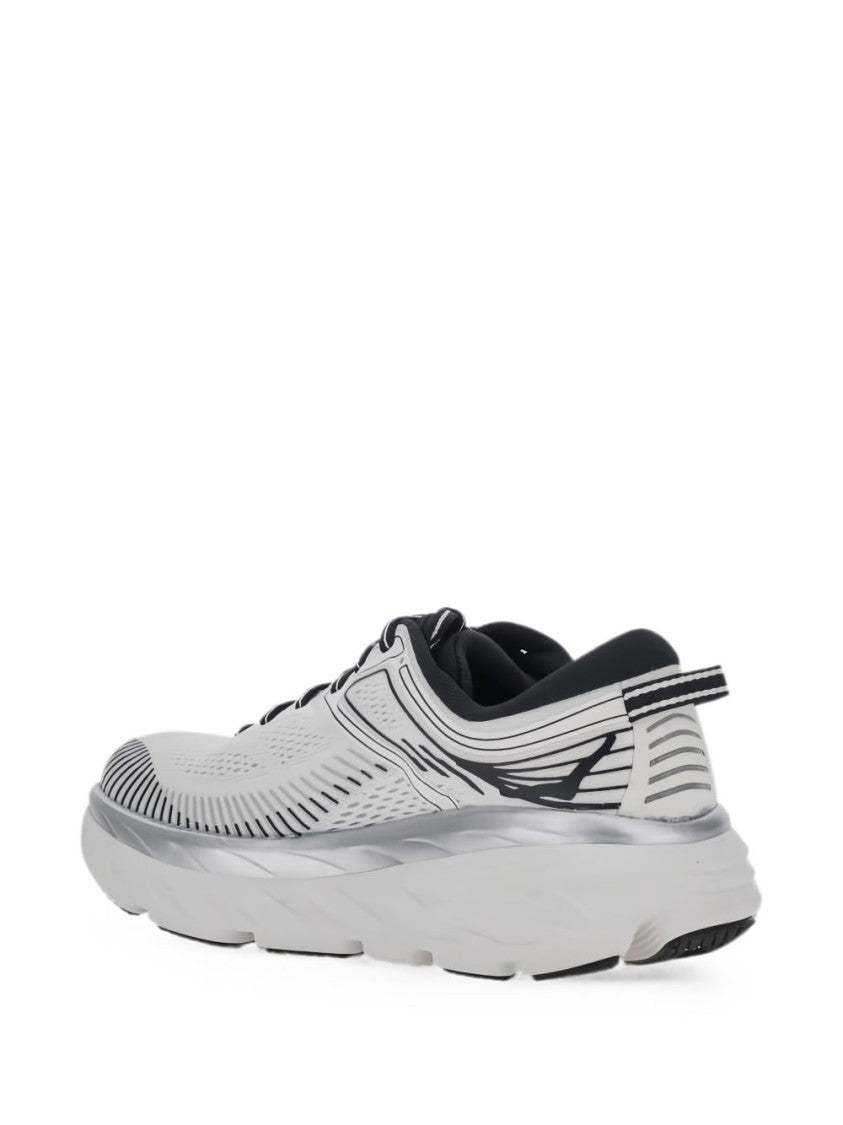 Hoka White Textile Black Accents Sneakers