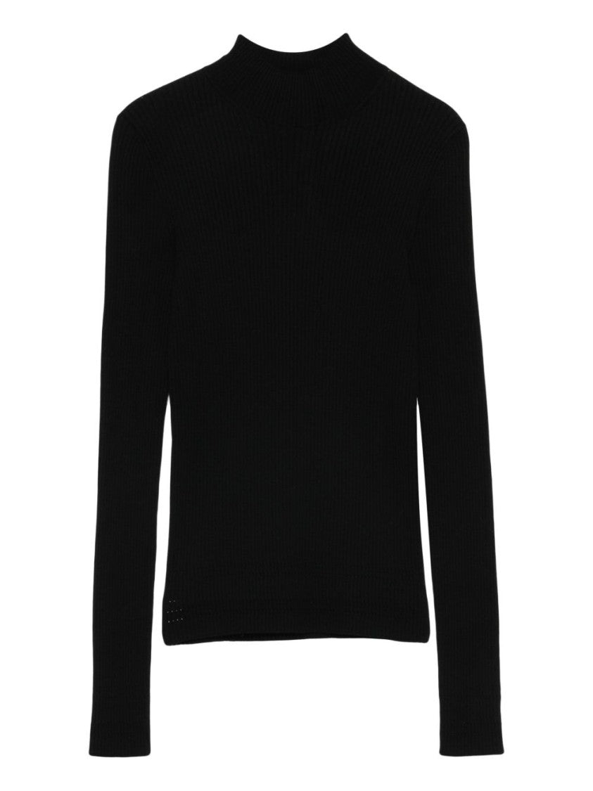 Twin-Set Fitted Ribbed Sweater With High Neckline