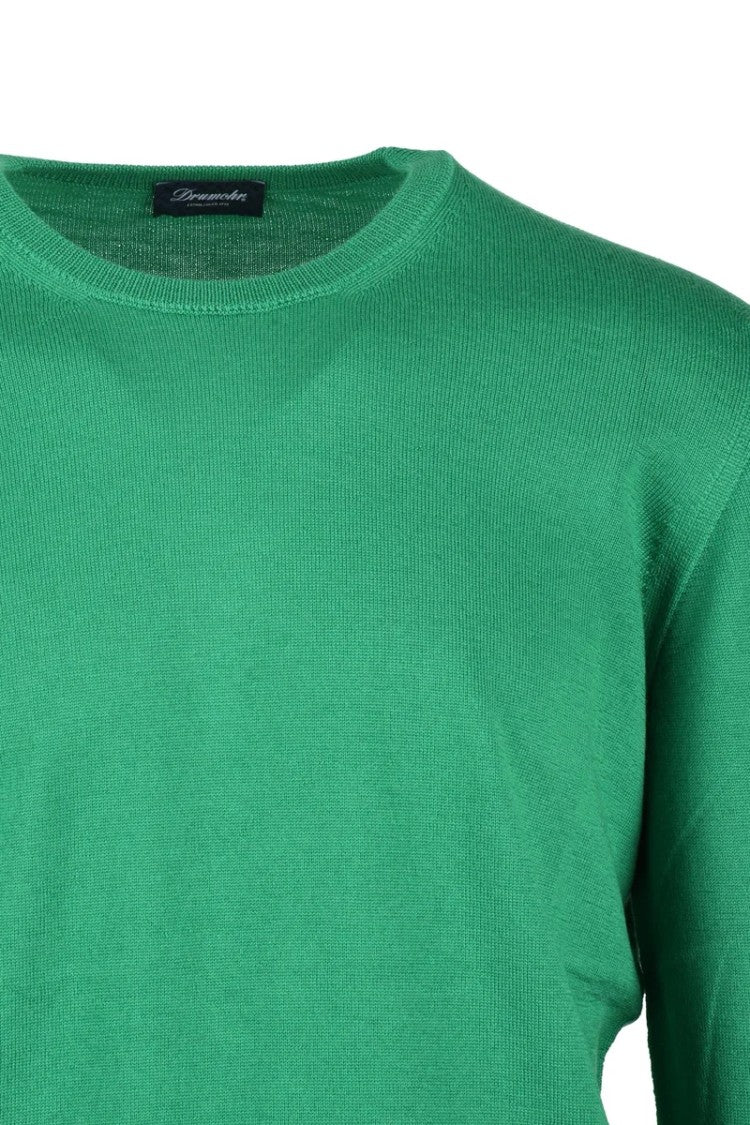 Drumohr Crew Neck Merino Wool Pullover - Green