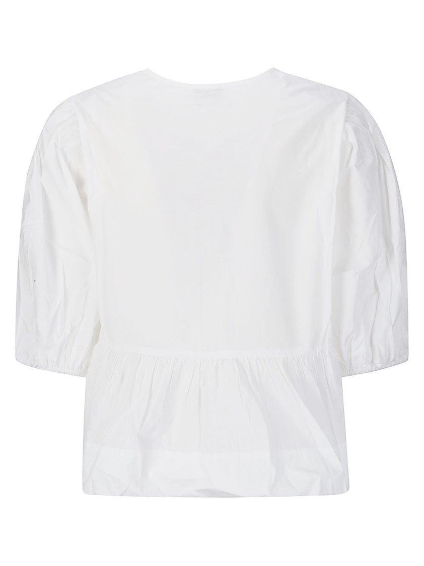 Ganni White Shirt Balloon Sleeves