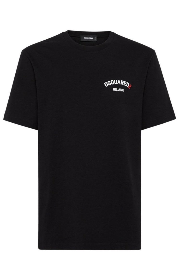 Dsquared2 Black Rubber Logo Cotton T-Shirt