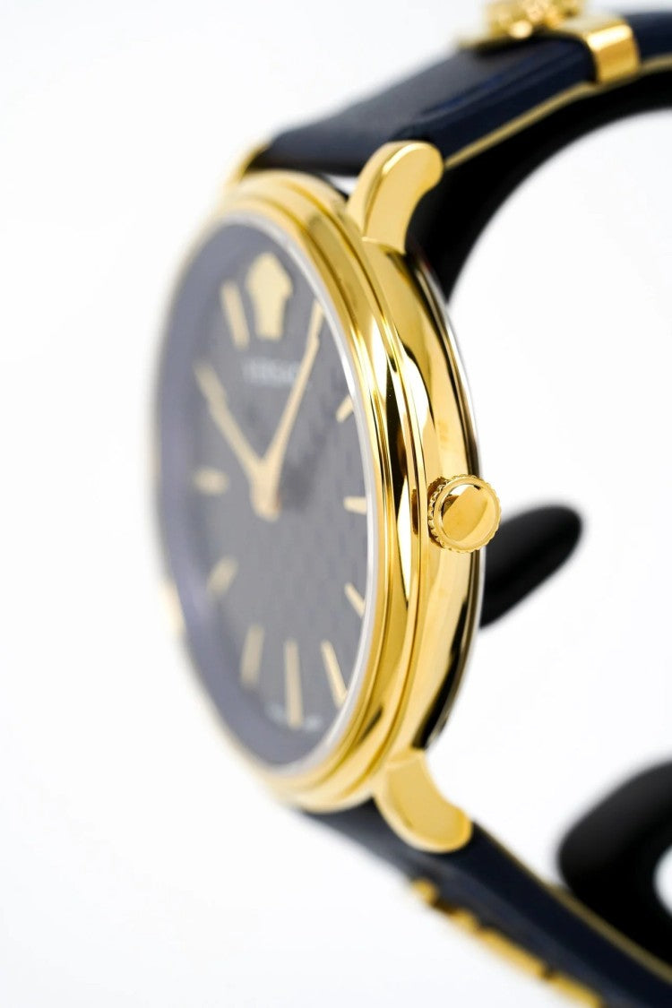 Versace Greca Logo 38Mm Women's Analog Watch With Blue Leather Strap