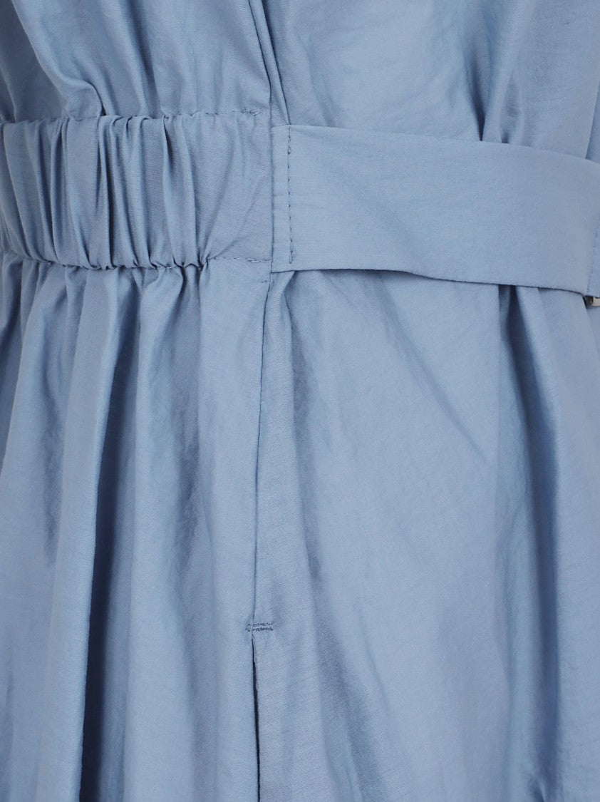 Brunello Cucinelli Midi Dress With V-Neck And Gathered Waist