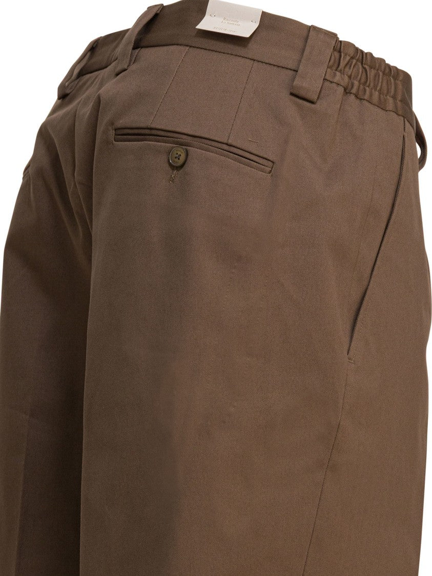 Briglia Straight-Leg Brown Trousers With Button Closure