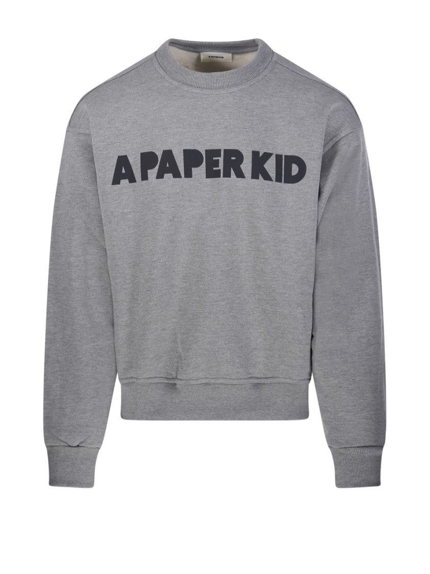A Paper Kid Relaxed Fit Cotton Sweatshirt With Bold Text Print