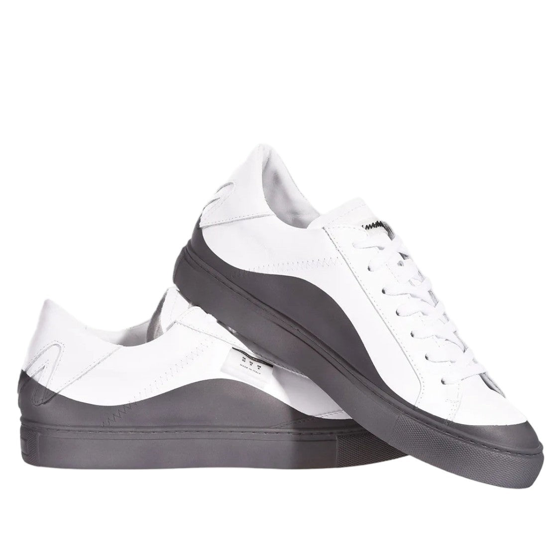 Mimanera White Grey Handcrafted Satin Effect Sneakers