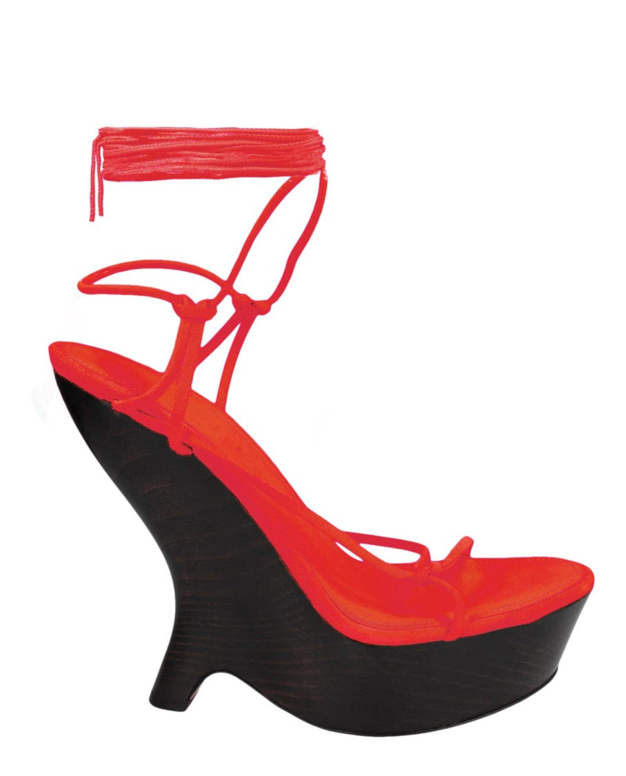 Ferragamo Frida Platform Wedge Sandals With Sculpted Wooden Heel