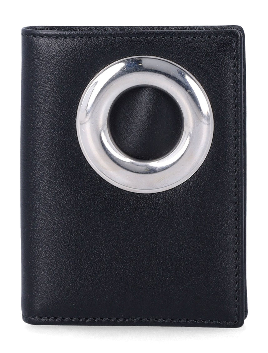 Comme Des Garçons Sleek Black Wallet With Distinctive Silver Accent