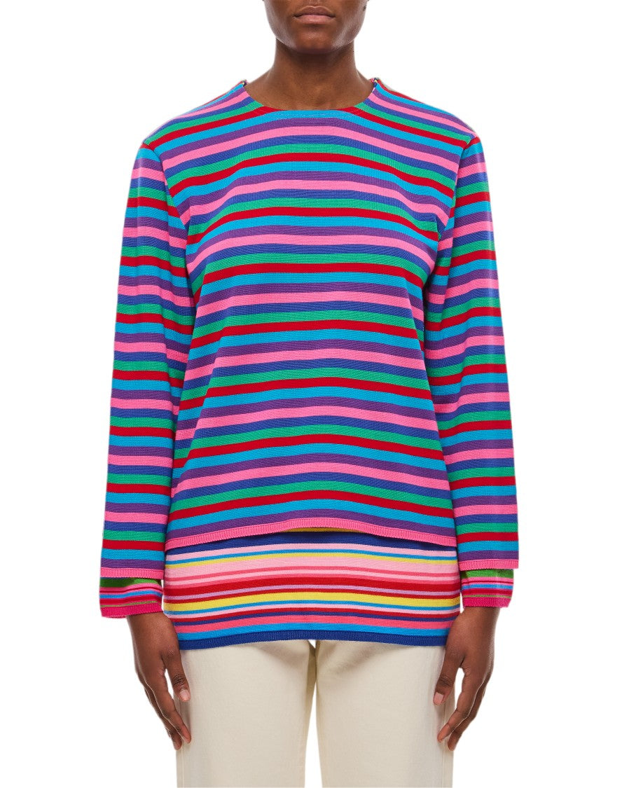 Comme Des Garçons Multicolor Striped Sweater With Double Layer Effect