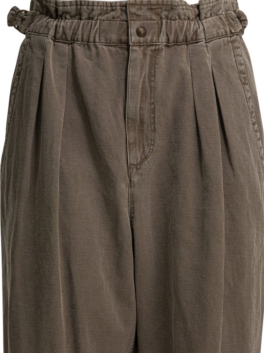 Isabel Marant Étoile High-Waisted Tapered Brown Pants With Elasticated Waistband