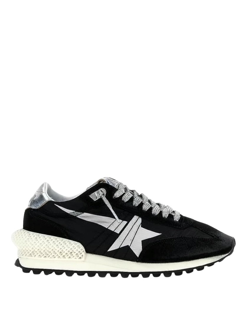 Golden Goose Textured Black Upper Sneakers With Silver Accents