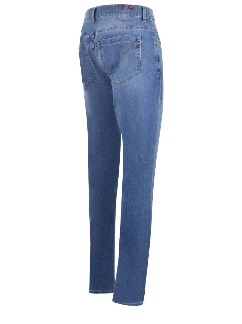 Dondup Blue Slim-Leg Faded Cotton-Blend Jeans