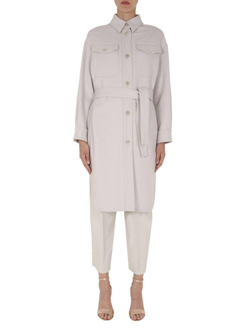 Brunello Cucinelli Belted Short Coat With Classic Collar