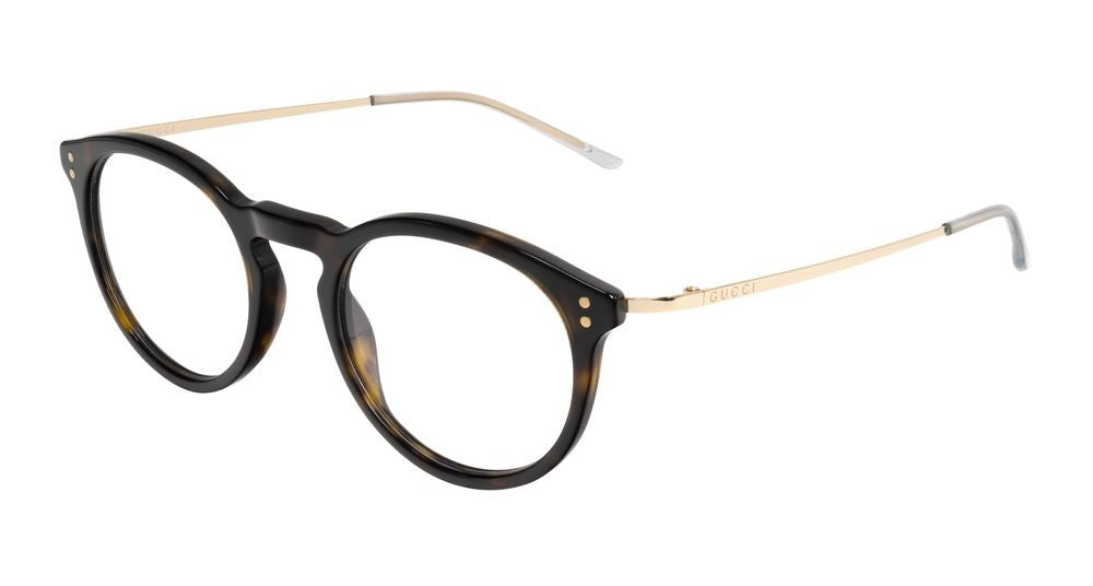 Gucci Havana Gold Accents Round Tortoiseshell Eyeglasses