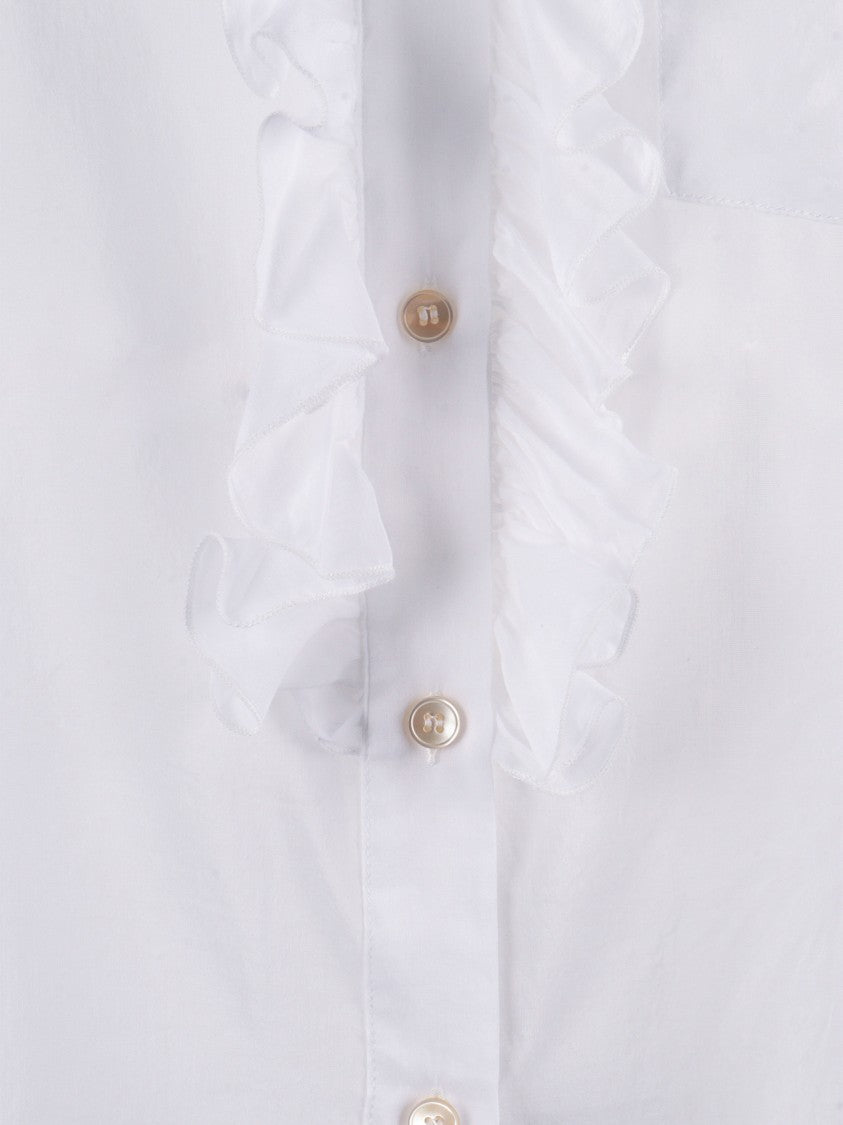 Forte Forte White Voile Ruffled Lace Blouse