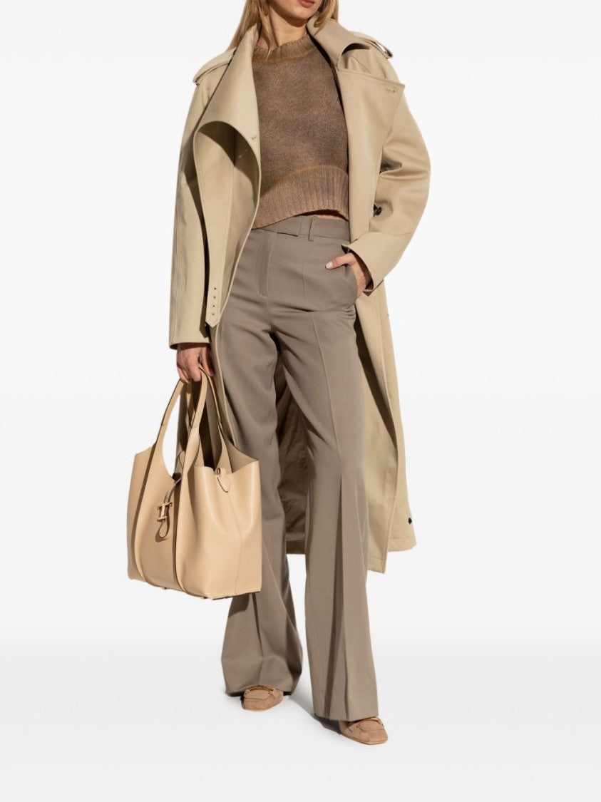 Tod's Pointed Toe Slingback Heels With Metallic Bow Accent