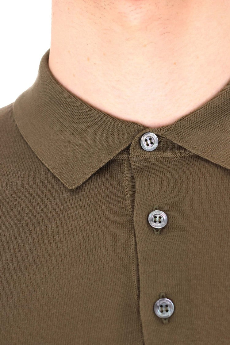 Drumohr Military Green Long-Sleeve Polo Shirt