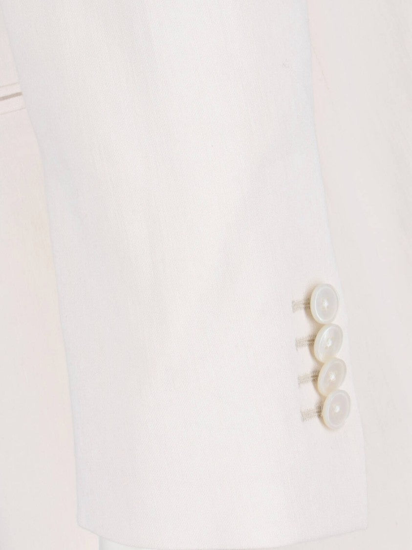 Lardini Cream Linen Blend Double Breasted Blazer