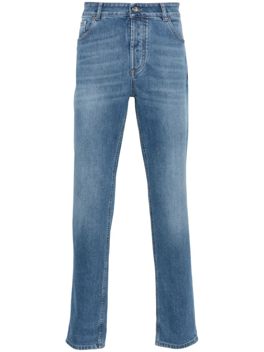 Brunello Cucinelli Straight-Leg Jeans With Subtle Fading