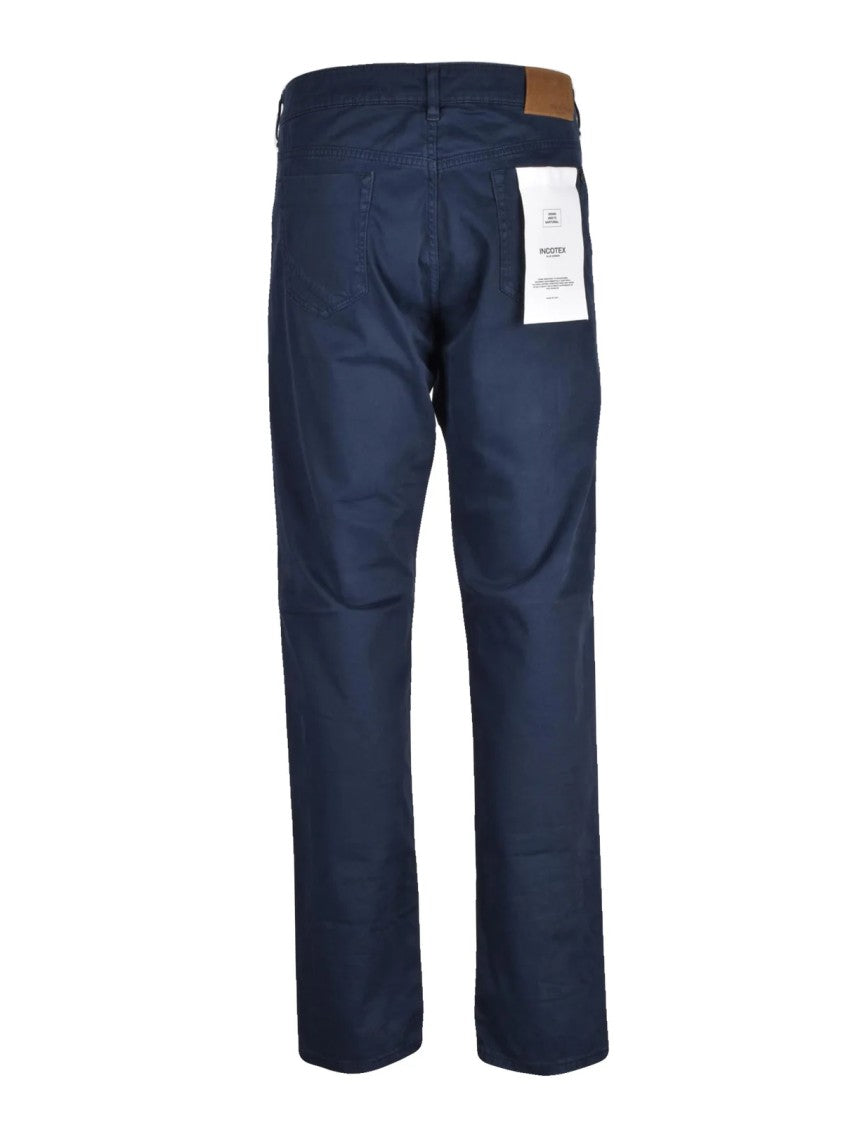 Incotex Blue Stretch Cotton Zip Regular Fit Chino Pants