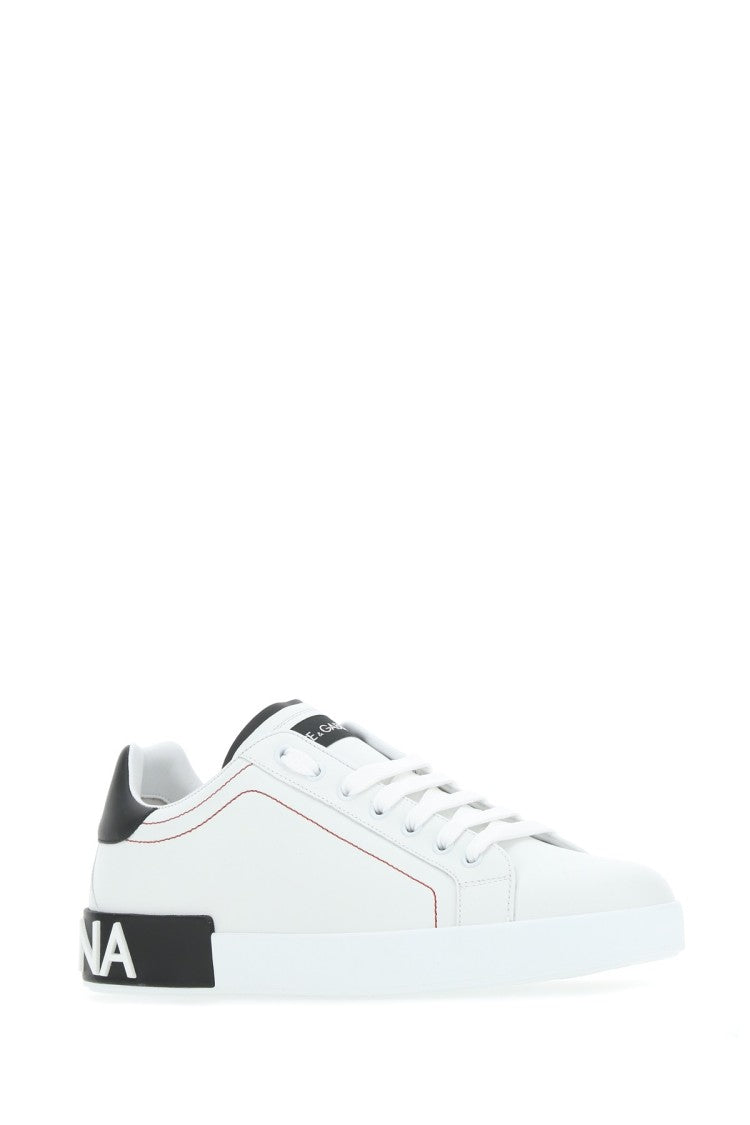 Dolce & Gabbana White Nappa Leather Portofino Sneakers